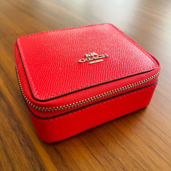 NWOT Coach Jewelry Case Box Canvas Red - Picture 1 of 5